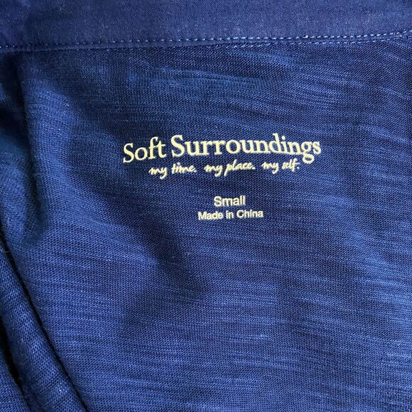 Soft Surroundings Pamplona Button-up Tunic Top Size S Lagoon Blue Cotton L/S - Picture 6 of 7